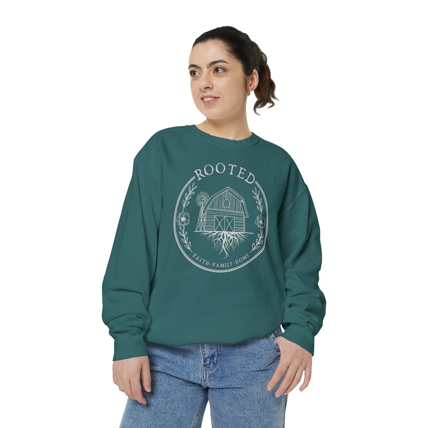 ROOTED COMFORT COLORS LOGO CREWNECK