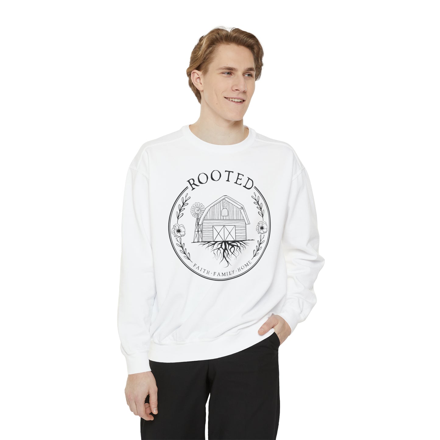 ROOTED COMFORT COLORS LOGO CREWNECK